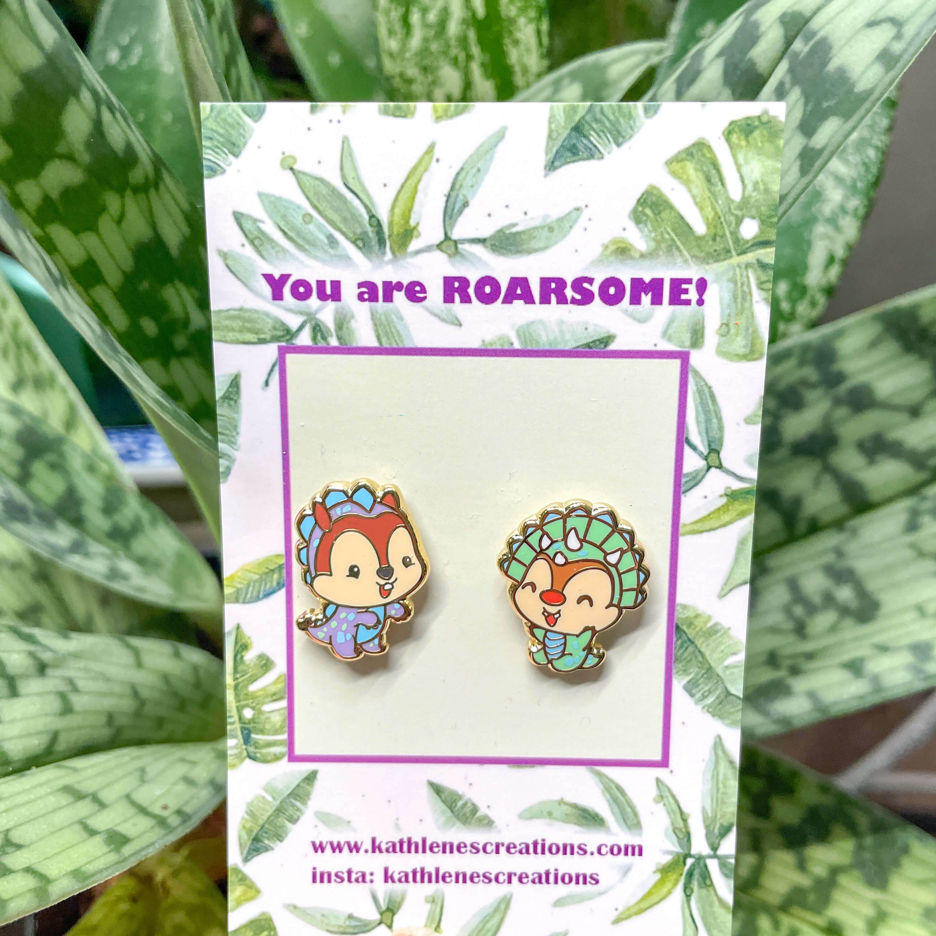 Mini Dino Chipmunks Pins