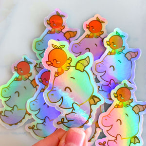 Holographic Figgy/Orange Bird Vinyl Sticker