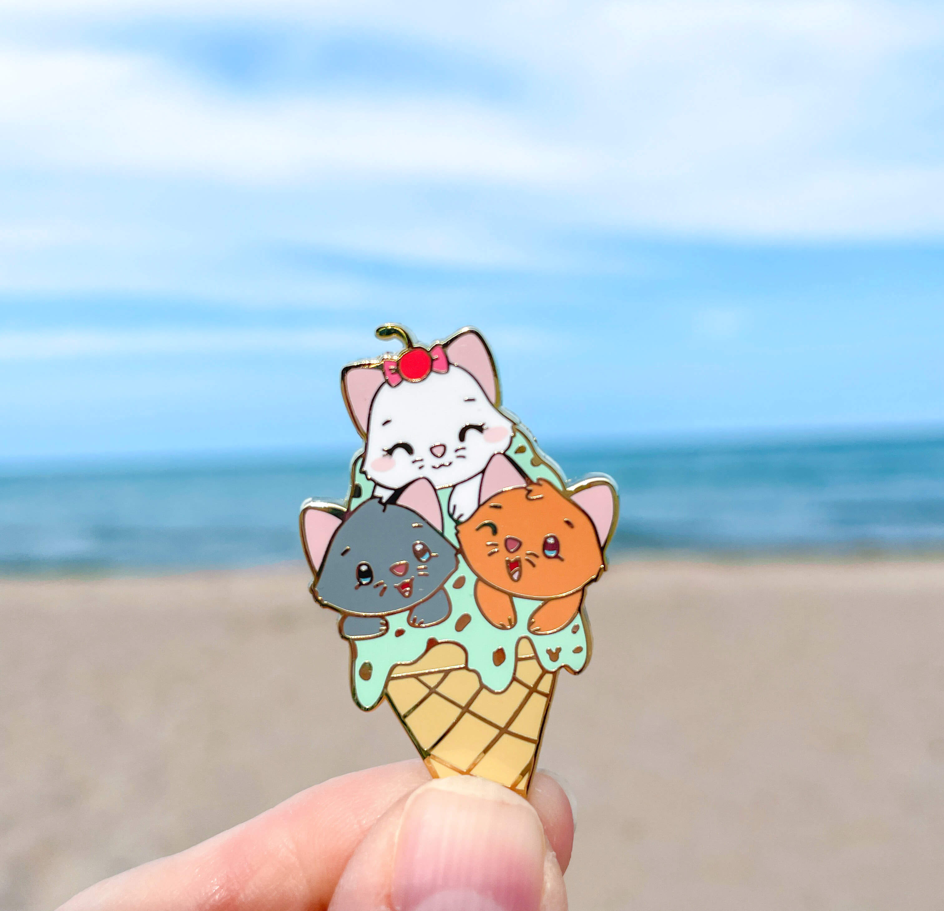 Ice Cream Kittens Pin