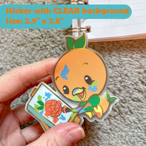 Orange Bird Sketch Sticker Clear Vinyl