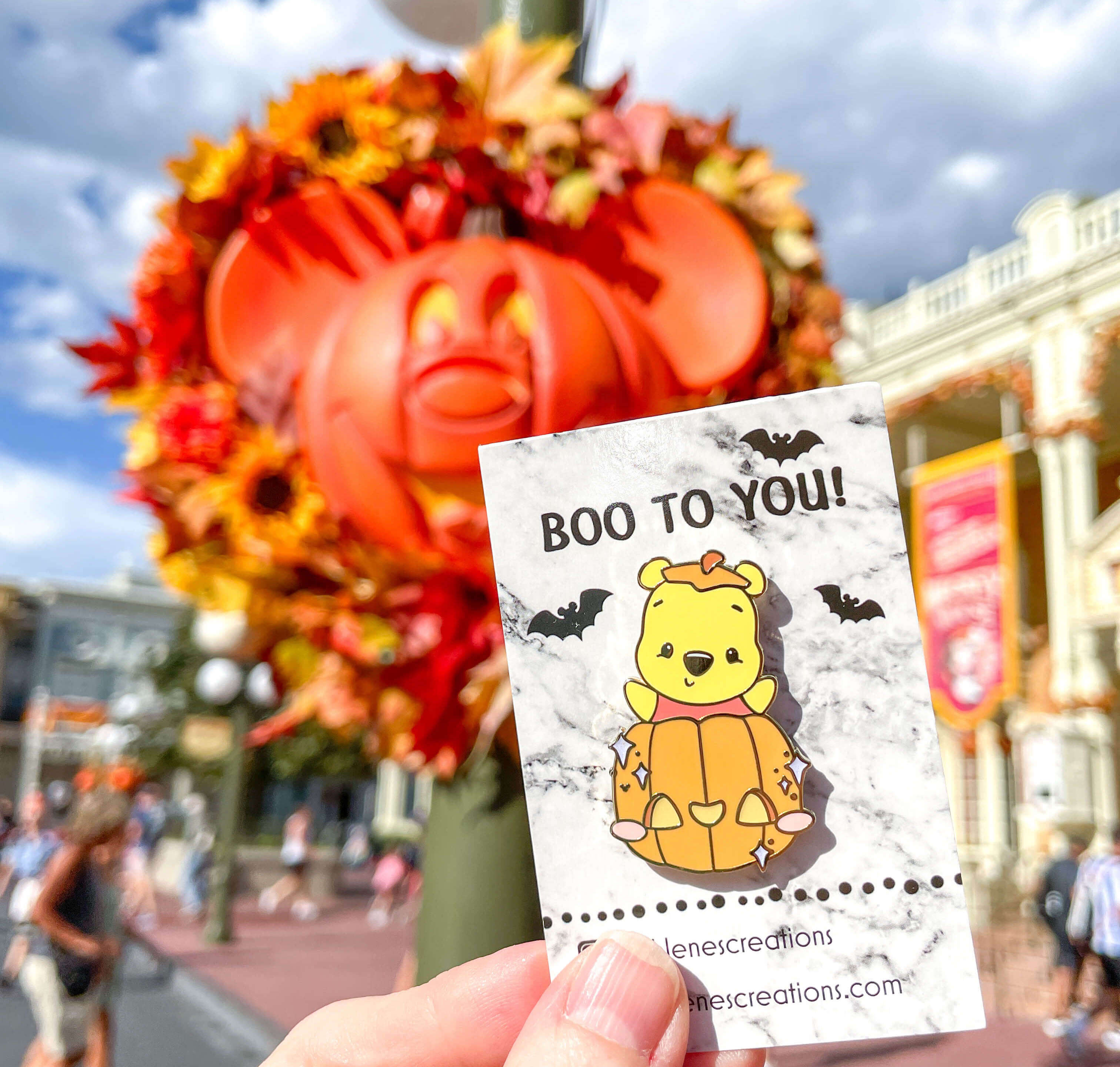 Glow in the Dark Pumpkin Pooh Enamel Pin