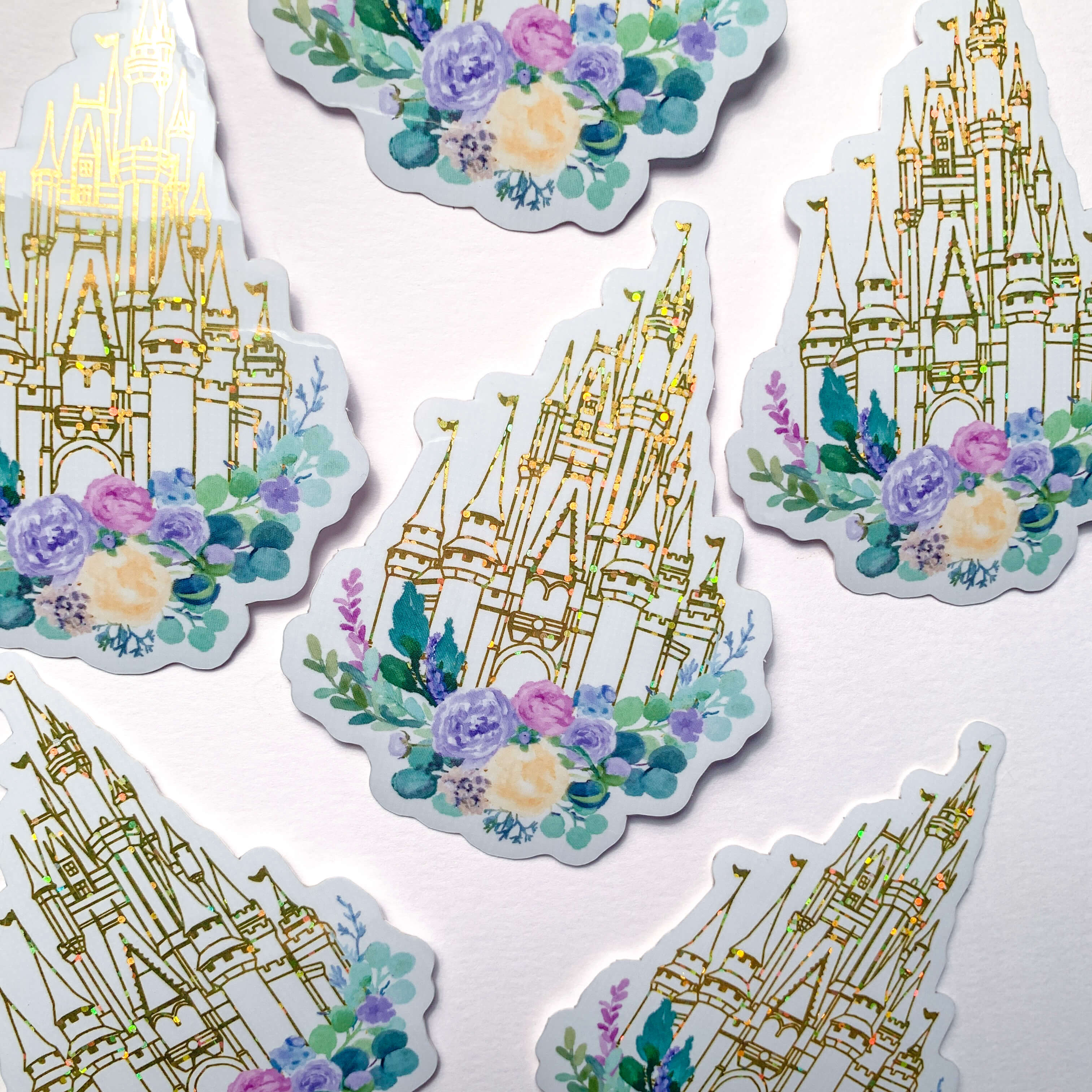 Glitter Gold Disney World Castle Vinyl Sticker