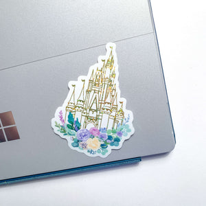 Glitter Gold Disney World Castle Vinyl Sticker