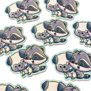 Racoon and Pug Pals Sticker