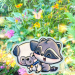 Racoon and Pug Pals Sticker